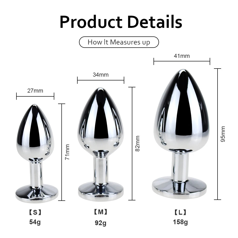 Indulge in Intimate Pleasure with Crystal-Adorned Metal Anal Toys