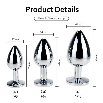 Indulge in Intimate Pleasure with Crystal-Adorned Metal Anal Toys