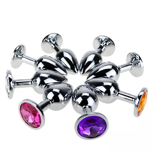 Indulge in Intimate Pleasure with Crystal-Adorned Metal Anal Toys