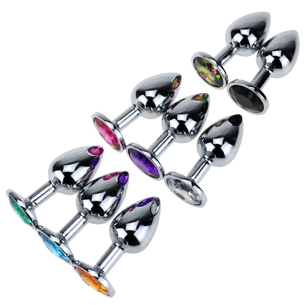 Indulge in Intimate Pleasure with Crystal-Adorned Metal Anal Toys