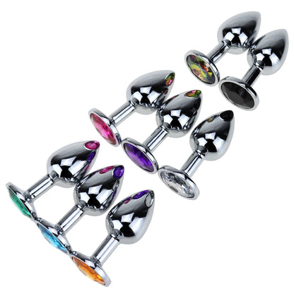Indulge in Intimate Pleasure with Crystal-Adorned Metal Anal Toys