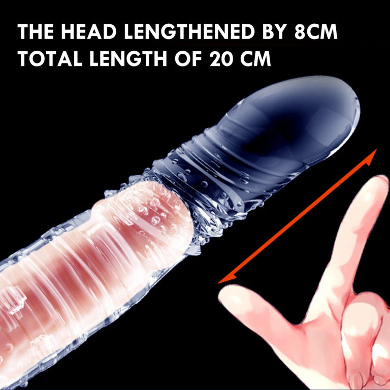 Male Extend Sleeve Vibrating Penis Extender Condoms Vibrators Reusable Dildo Enhancer Sex Toys For Men Delay Ejaculation Cock
