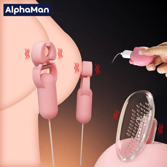 NippleVib™ Electric Nipple Clamp Breast Massage With Chastity Clit Stimulator
