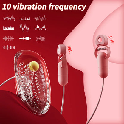 NippleVib™ Electric Nipple Clamp Breast Massage With Chastity Clit Stimulator